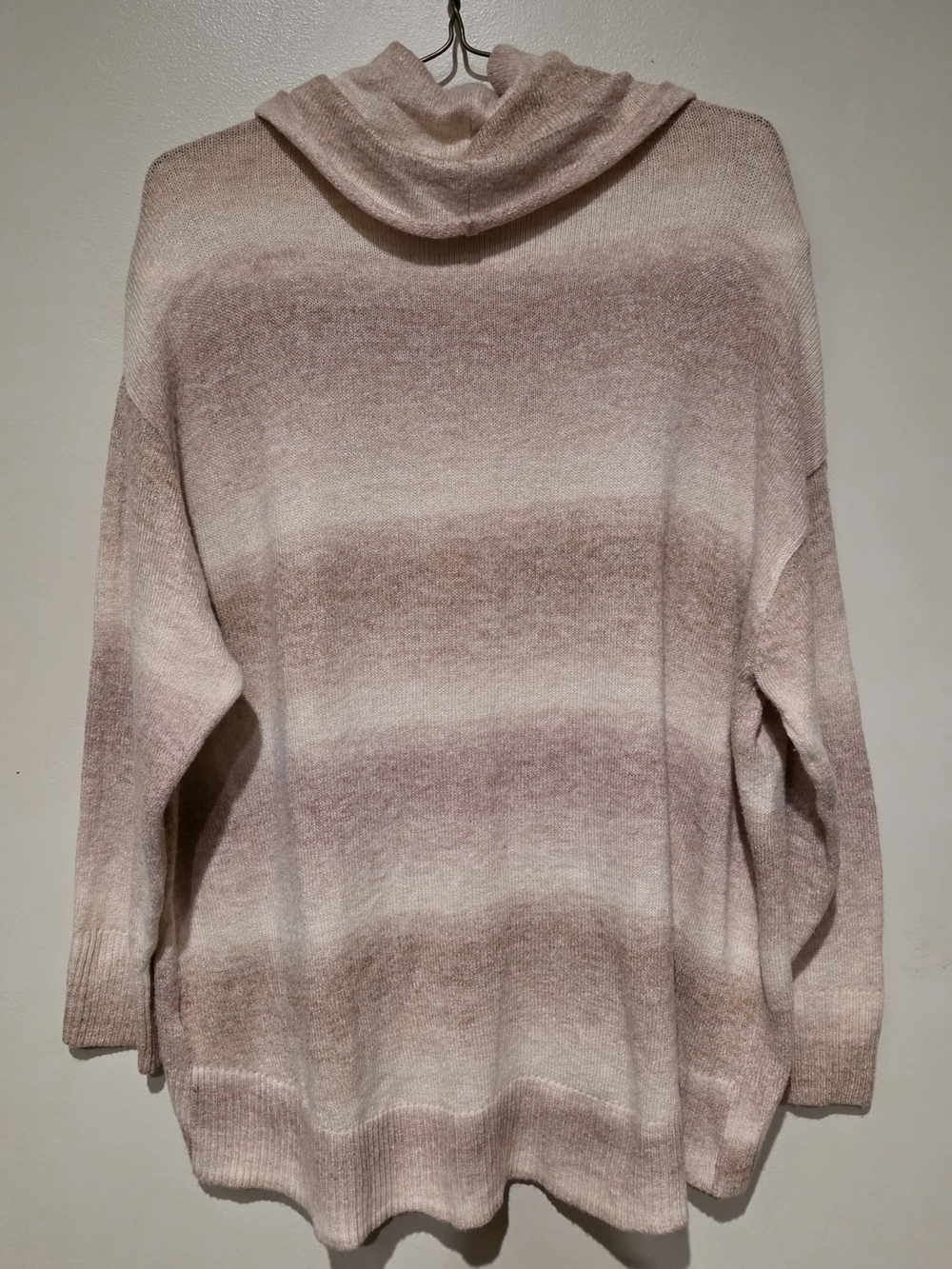 American Eagle Outfitters Taupe and Cream Ombre Cowl Neck Sweater Cozy Size MED - Picture 2 of 5